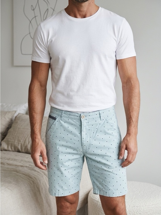 Hudson & Barrow Other - Hudson & Barrow Men's Light Blue Polka Dot Cotton Shorts